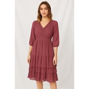 JessaKae Dress Women S Mauve Pink Tiered Girly Feminine Cottagecore